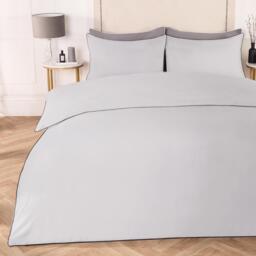 Piped Edge Duvet Cover Set - Silver / Double - thumbnail 3