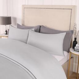 Piped Edge Duvet Cover Set - Silver / Double - thumbnail 5