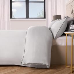 Piped Edge Duvet Cover Set - Silver / Double - thumbnail 2