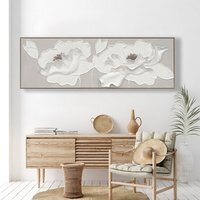 Neutral 3D Embellished Flower Canvas