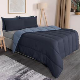 OHS Coverless 10.5 Tog Soft Duvet Set - Navy/Blue - King - thumbnail 3