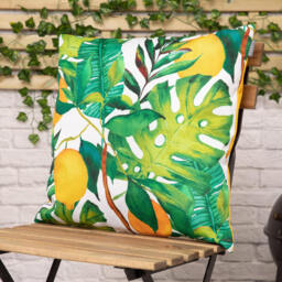 Lemon Leaf Print Indoor and Outdoor Cushion (Set of 2) - Yellow - thumbnail 4