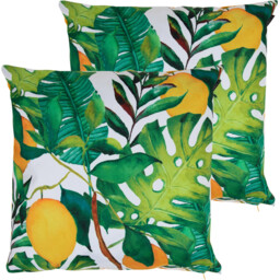 Lemon Leaf Print Indoor and Outdoor Cushion (Set of 2) - Yellow - thumbnail 5