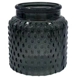 Bobble Pattern Glass Jar Vase H11cm - Grey - thumbnail 2
