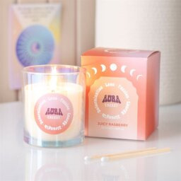 Aura Energy Juicy Raspberry Iridescent Candle Vibrant Aroma - Peach - thumbnail 2