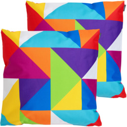 Technicolour Geometric Outdoor Cushion (Set of 2) - Pink - thumbnail 2