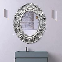 Oval Baroque Wall Mirror Silver Chic 62X50Cm - Silver