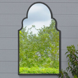 Arcus Crown Metal Arch Garden Wall Mirror - Black - thumbnail 2