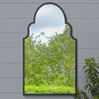 Arcus Crown Metal Arch Garden Wall Mirror - Black - thumbnail 1