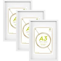 "Photo Frames with White A4 Mount - A3 (12"" x 17"") - Pack of 3 - White"