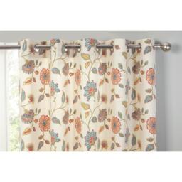Shelley Faux Embroidery Eyelet Curtains - Beige / 117cm / 229cm - thumbnail 2