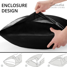 Intimates Satin Silky Bedding Sets with Duvet Cover, Fitted Sheet, Pillowcases - Black / Superking - thumbnail 3