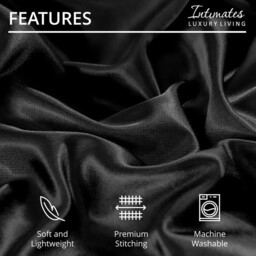 Intimates Satin Silky Bedding Sets with Duvet Cover, Fitted Sheet, Pillowcases - Black / Superking - thumbnail 5