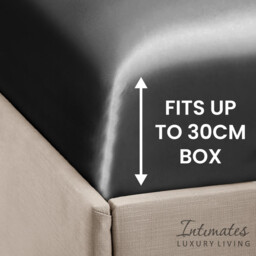 Intimates Satin Silky Bedding Sets with Duvet Cover, Fitted Sheet, Pillowcases - Black / Superking - thumbnail 2