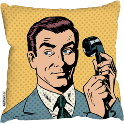 Male Businessman Talking On The Phone Style Pop Art Retro Cushion - Yellow / 60 - thumbnail 2
