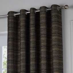 Set of 2 Jupiter Chenille Jacquard Eyelet Curtains - Black/Gold / 168cm / 229cm - thumbnail 3