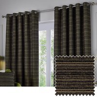 Set of 2 Jupiter Chenille Jacquard Eyelet Curtains - Black/Gold / 168cm / 229cm - thumbnail 1