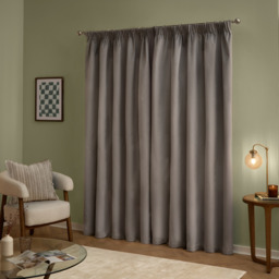 Ultimate Velvet Full Blackout Pencil Pleat Curtains - Silver / 168cm / 137cm - thumbnail 2
