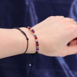Zodiac Crystal Candle  Gemstone Bracelet Set Virgo Oud Fragrance - Blue - thumbnail 2