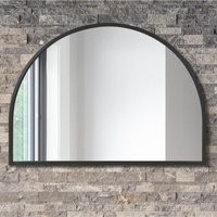 Arcus Overmantel Black Metal Framed Arched Wall Mirror 125cm - Black - image 1