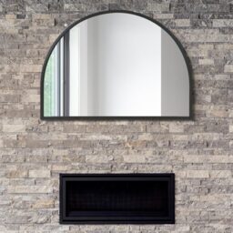 Arcus Overmantel Black Metal Framed Arched Wall Mirror 125cm - Black - thumbnail 3