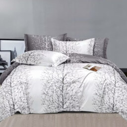 Silver Nature Printed Duvet Set - Silver / 135cm - thumbnail 2