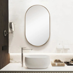 Bathroom Oval Glass Wall Mirror with Metal Frame - Gold - thumbnail 2
