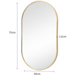 Bathroom Oval Glass Wall Mirror with Metal Frame - Gold - thumbnail 4