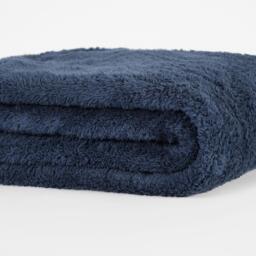 Soft Plain Teddy Fleece Throw - Navy / 150cm - thumbnail 2