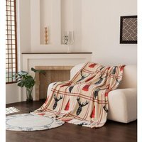 Stag Teddy Fleece Throw - Red - thumbnail 1