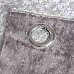 Crushed Velvet Lined Eyelet Curtain Pair - Silver / 167cm - thumbnail 2