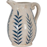 Large Blue Floral Olpe Jug Vase Elegant Ceramic Decor for Flowers - Blue