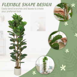 HOMCOM 180cm Artificial Fiddle Leaf Fig Tree - Green - thumbnail 4
