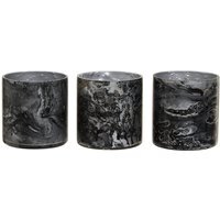 Garan Set Of 3 Grey Marble Effect Tealight Holders - Multi colour
