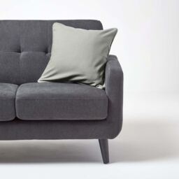Homescapes Cotton Plain Cushion Cover - Grey / 45cm - thumbnail 2