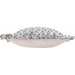 Lulah Block Printed Ruffle Cushion - Linen/Blue / 80 Feather 20 Polyester - thumbnail 3