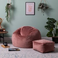 icon Kingston Classic Velvet Bean Bag and Footstool - Dawn Pink - image 1