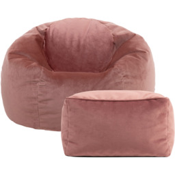 icon Kingston Classic Velvet Bean Bag and Footstool - Dawn Pink - thumbnail 2