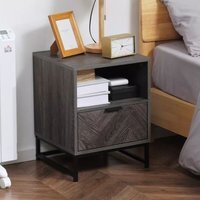 Storage Bedside Table - Dark Grey