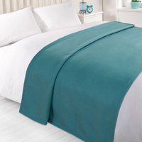 Plain Fleece Throw Blanket - Teal / 150cm