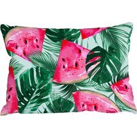 Watermelons and tropical palm leaves Cushion - pink