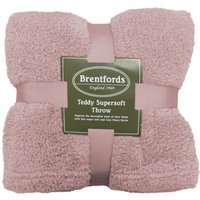Soft Plain Teddy Fleece Throw - Pink / 150cm