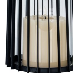 Lynk Large Metal Lantern with Handle Glass Candle Holder - Black - thumbnail 2