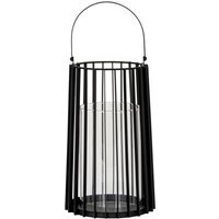 Lynk Large Metal Lantern with Handle Glass Candle Holder - Black - thumbnail 1