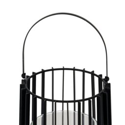 Lynk Large Metal Lantern with Handle Glass Candle Holder - Black - thumbnail 5