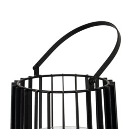 Lynk Large Metal Lantern with Handle Glass Candle Holder - Black - thumbnail 3