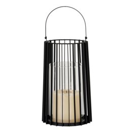 Lynk Large Metal Lantern with Handle Glass Candle Holder - Black - thumbnail 4