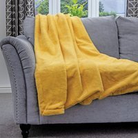 Fleece Blanket Faux Fur Throw - Gold - image 1