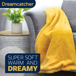 Fleece Blanket Faux Fur Throw - Gold - thumbnail 3