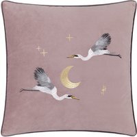 Moonlit Flight Embroidered Velvet Cushion - Dusty Pink / Polyester - image 1